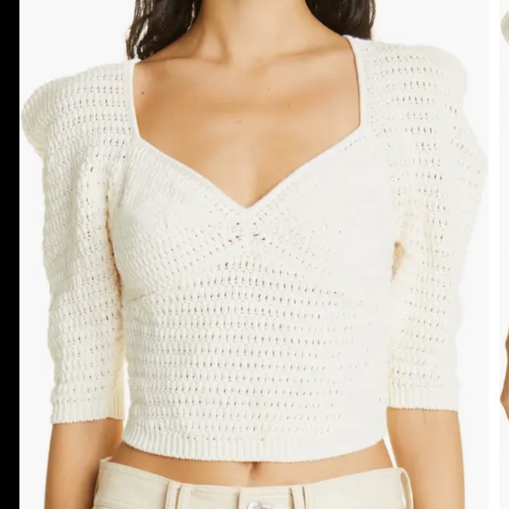 ALC Gigi Ivory Cotton Crochet Cropped Top NEW XS 0-2